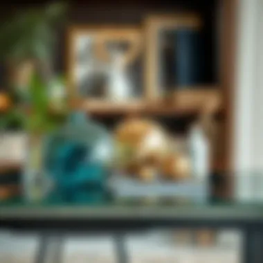 Stylish glass desk with decorative accessories