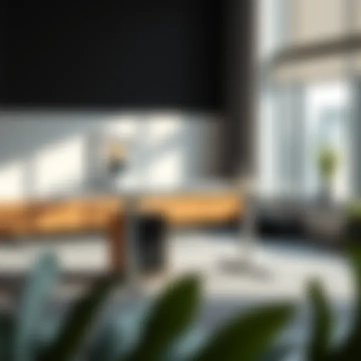 Elegant narrow sit to stand desk featuring sleek design