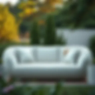 Luxurious Outdoor Cloud Couch in a Serene Garden Luxurious outdoor cloud couch in a serene garden setting