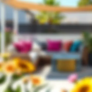 Stylish Outdoor Cloud Couch with Vibrant Cushions Stylish outdoor cloud couch paired with vibrant cushions