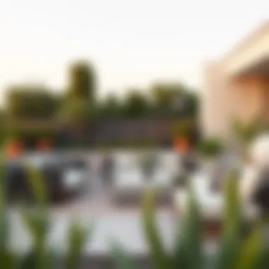 Trendy Outdoor Cloud Couch Arrangement on a Patio Trendy outdoor cloud couch arrangement on a patio