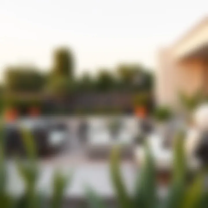 Trendy Outdoor Cloud Couch Arrangement on a Patio Trendy outdoor cloud couch arrangement on a patio