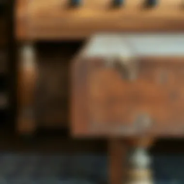 Close-up of an unfinished piano bench highlighting its texture and details