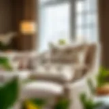 Elegant chair cushion featuring ties in a cozy living room