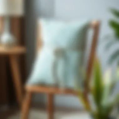 Stylish chair with a patterned cushion tied to its back