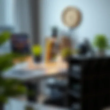 Modern workspace with espresso organizer enhancing productivity