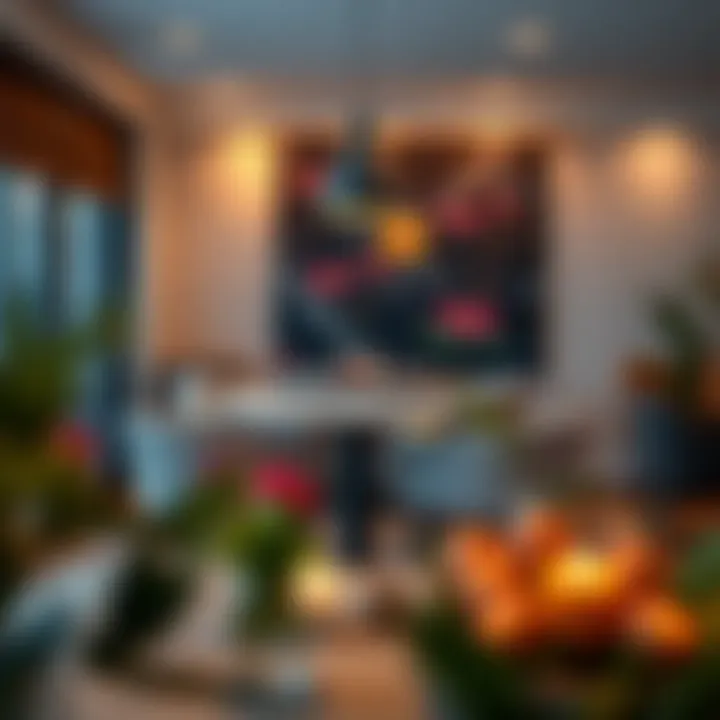 Stylish two-seat bar table set in a cozy dining area with ambient lighting