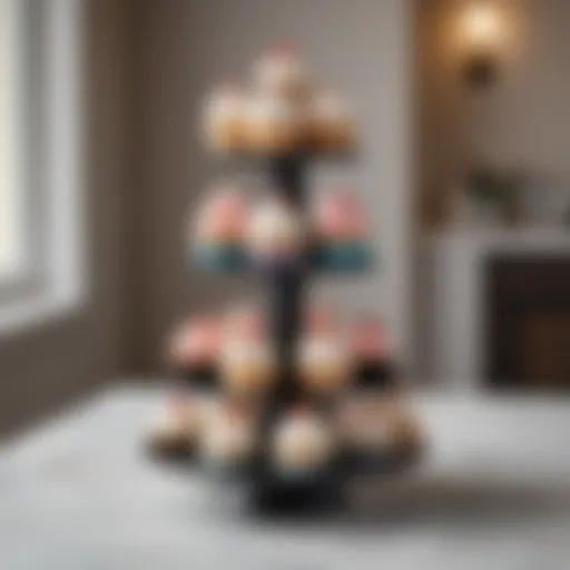 Elegant mini cupcake tower stand adorned with assorted cupcakes