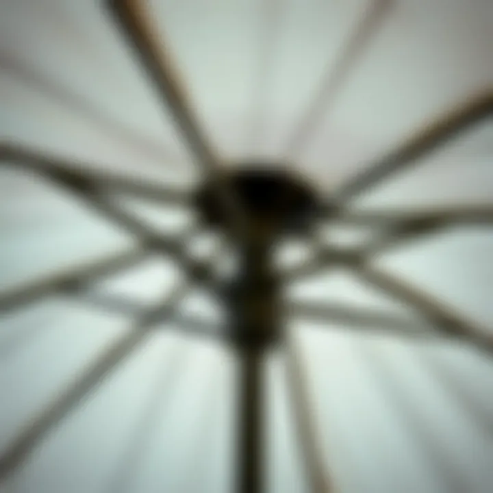 Close-up of the unique design elements of a 4 ft patio umbrella