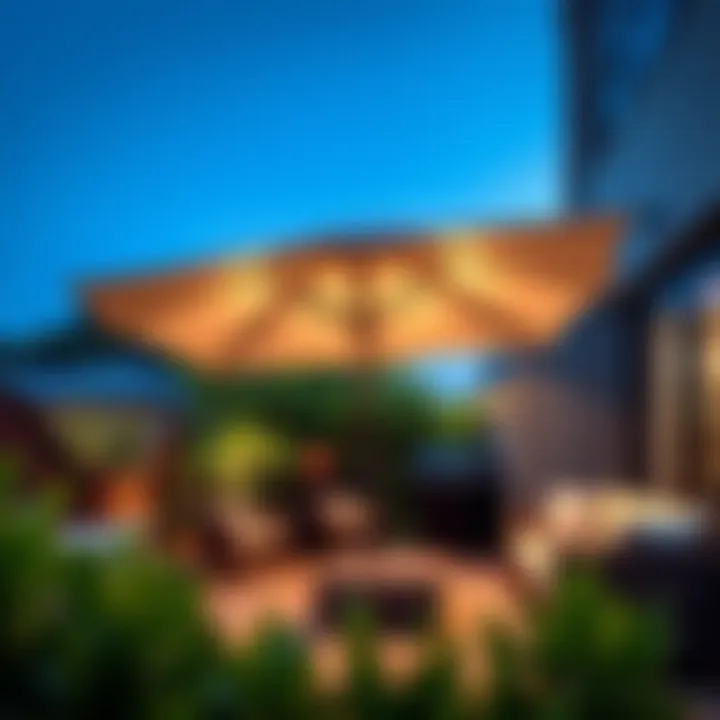 Stylish outdoor setting featuring a 4 ft patio umbrella