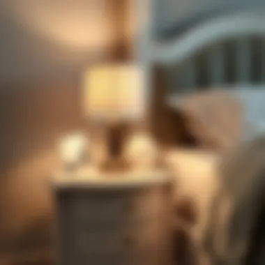 Close-up of the craftsmanship of white wood nightstands