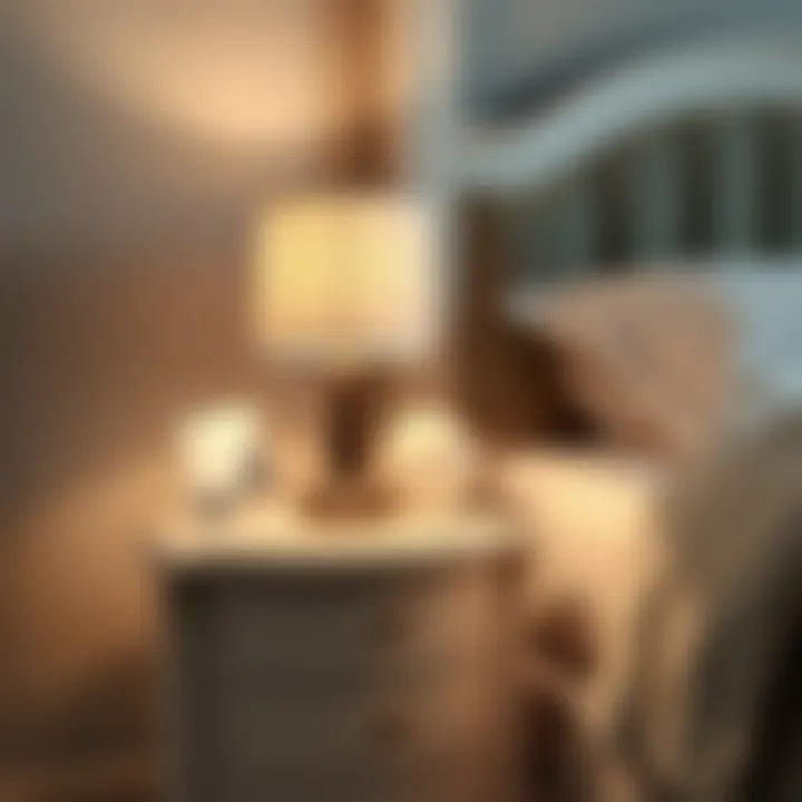 Close-up of the craftsmanship of white wood nightstands