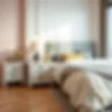 Elegant white wood nightstand set in a modern bedroom