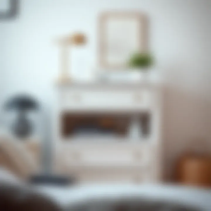 White wood nightstand set styled with decorative items