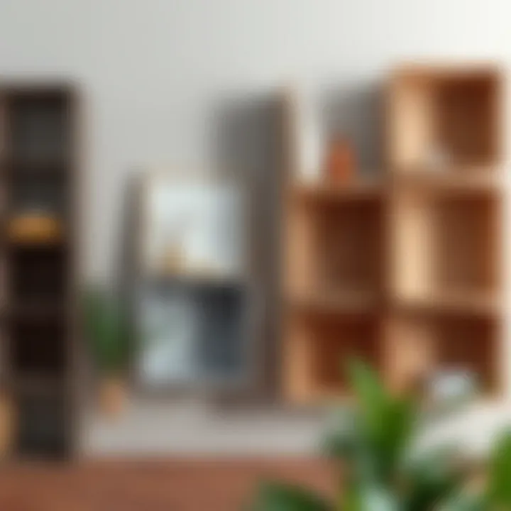 Variety of Materials and Finishes for Square Shelves Diverse materials used for square shelves in various finishes