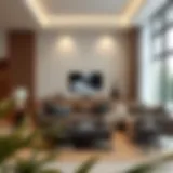 Modern living room with minimalist furniture and neutral tones