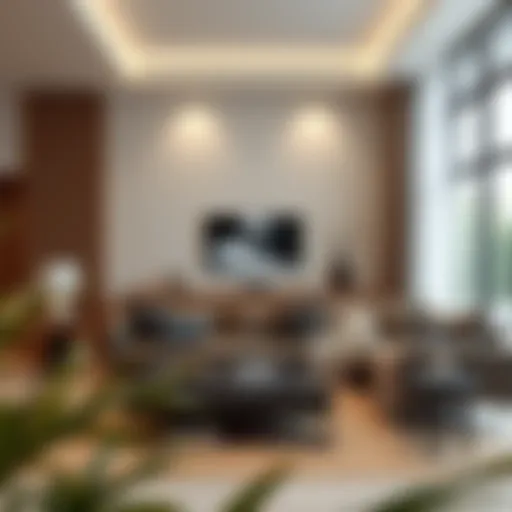 Modern living room with minimalist furniture and neutral tones