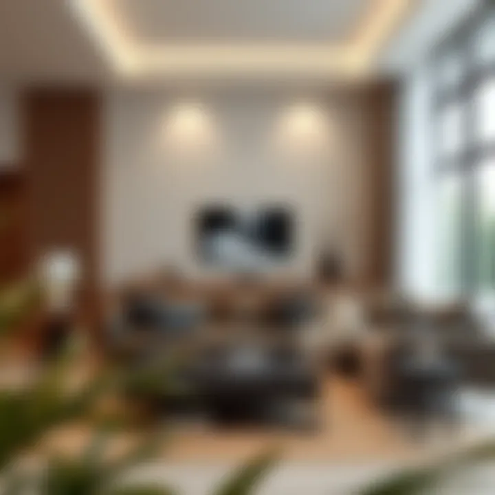 Modern living room with minimalist furniture and neutral tones