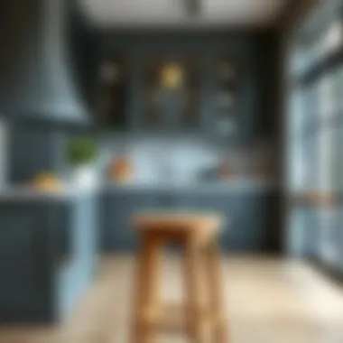 Elegant Pine Bar Stool in Modern Kitchen Elegant pine bar stool with a back in a modern kitchen setting