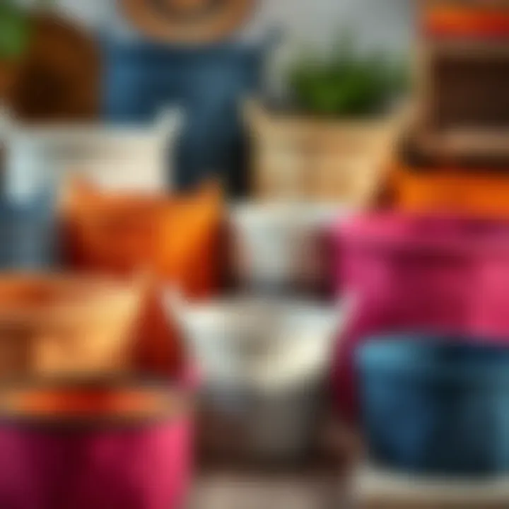 Variety of felt baskets showcasing different sizes and colors