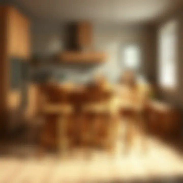 Stylish Pine Bar Stools Around Kitchen Island Stylish pine bar stools with backs arranged around a kitchen island