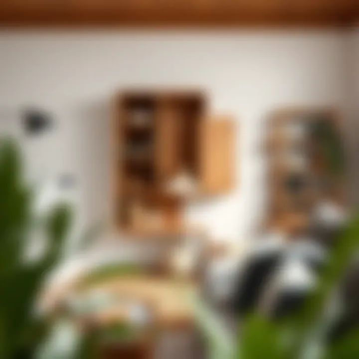 Elegant Wood Wall Organizer Elegant decorative wall organizer made of wood in a cozy laundry space