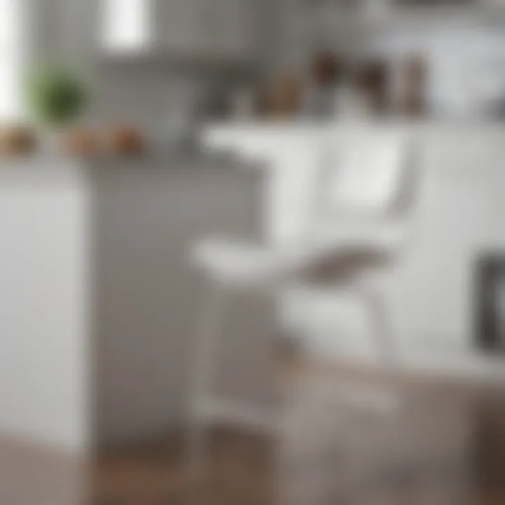 White counter height chair placed in a cozy living space