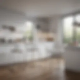 Elegant white counter height chair with back in a modern kitchen setting