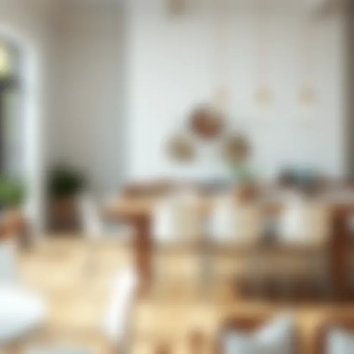 Inviting Dining Area with White Counter Height Chairs and Wooden Table Inviting dining space featuring white counter height chairs and a wooden table