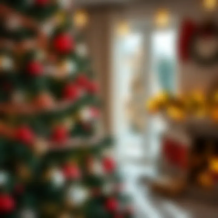 Beautifully Adorned Faux Christmas Tree Festively decorated faux Christmas tree with ornaments