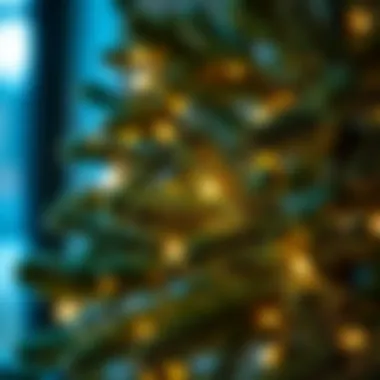 Illuminated Faux Tree with LED Lights Close-up of LED lights on a faux Christmas tree