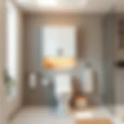 Elegant over the toilet cabinet enhancing minimalist bathroom design