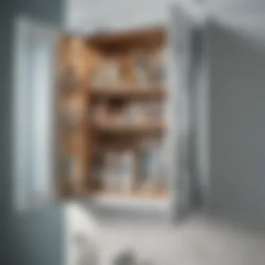 Interior storage features of the Glacier Bay medicine cabinet with organized space.