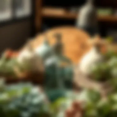 Eco-friendly glass soap dispenser surrounded by natural decor