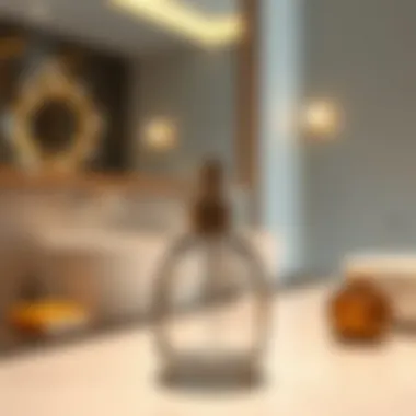 Elegant glass soap dispenser on a modern bathroom countertop