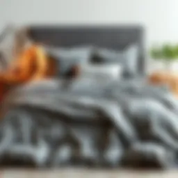 Stylish grey boho duvet cover on a bed