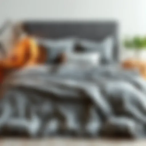 Stylish Grey Boho Duvet Cover on a Bed Stylish grey boho duvet cover on a bed