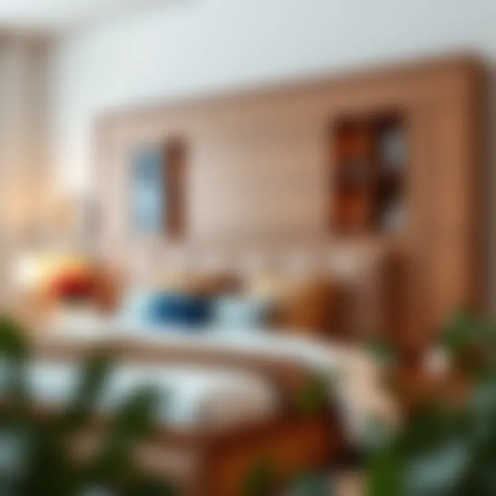 Elegant wooden headboard with integrated storage compartments