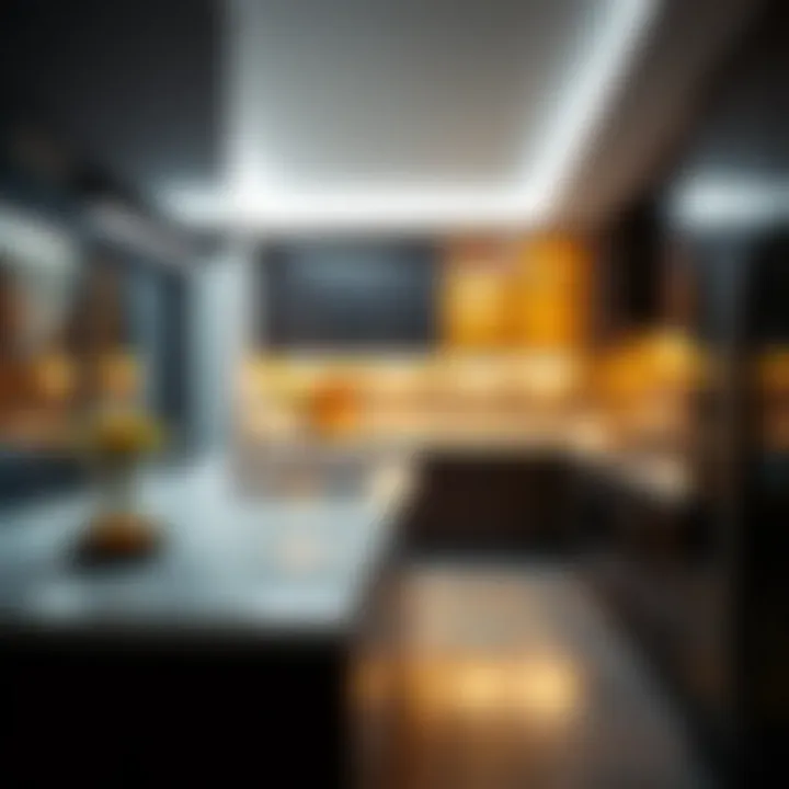 Modern kitchen with ambient LED strip lighting