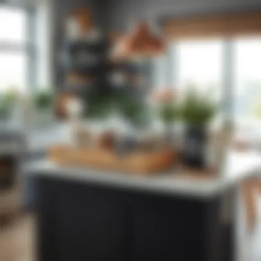 Decorative Storage for a Stylish Kitchen Island Organized kitchen island with decorative storage containers