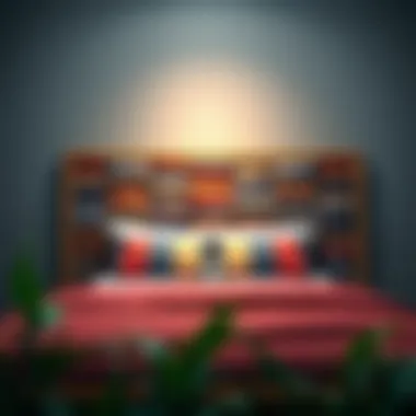 Artistic king size bed headboard crafted from recycled materials, showcasing eco-friendly design