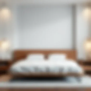 Modern wooden king size bed headboard with sleek lines and minimalistic design