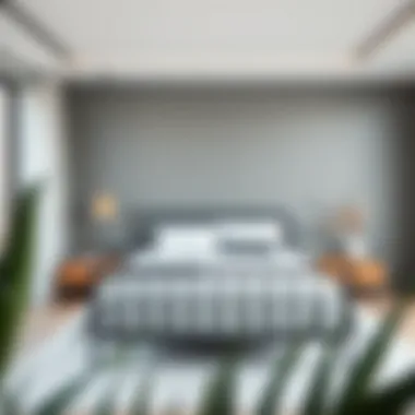 Minimalist king size metal bed frame in stylish bedroom