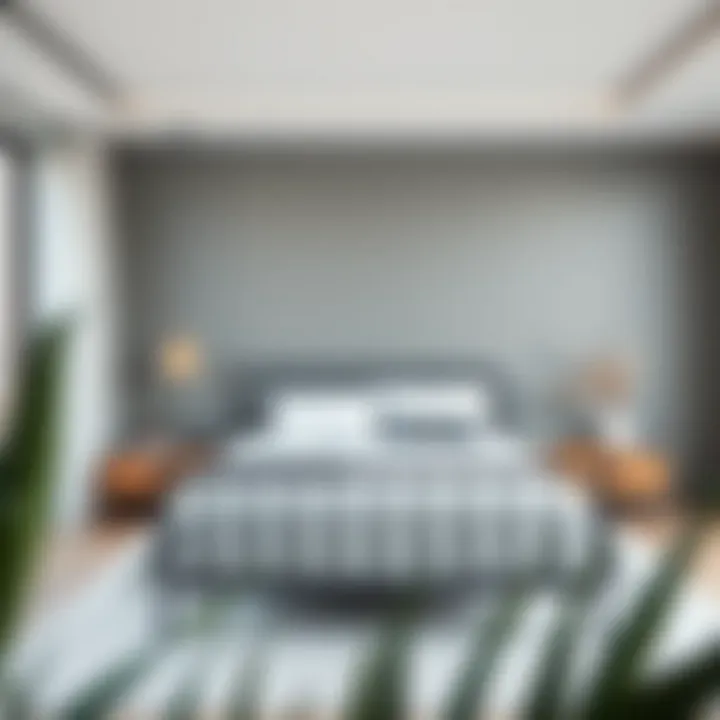 Minimalist king size metal bed frame in stylish bedroom