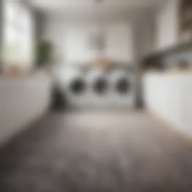 A beautifully designed laundry carpet enhancing the interior of a laundry room