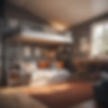 Designing Cozy Areas Beneath Loft Beds Cozy reading nook under a mid high loft bed