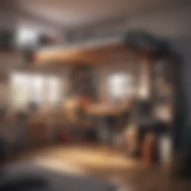 Creating Functional Spaces Under Loft Beds Functional workspace created beneath a mid high loft bed