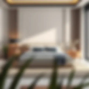 A beautifully arranged minimalist bedroom featuring a king bed