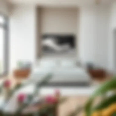 A sleek, minimalist king bed in a contemporary bedroom setting