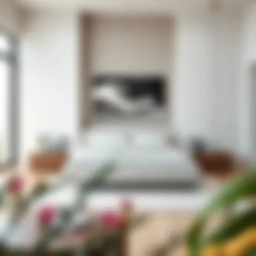 A sleek, minimalist king bed in a contemporary bedroom setting